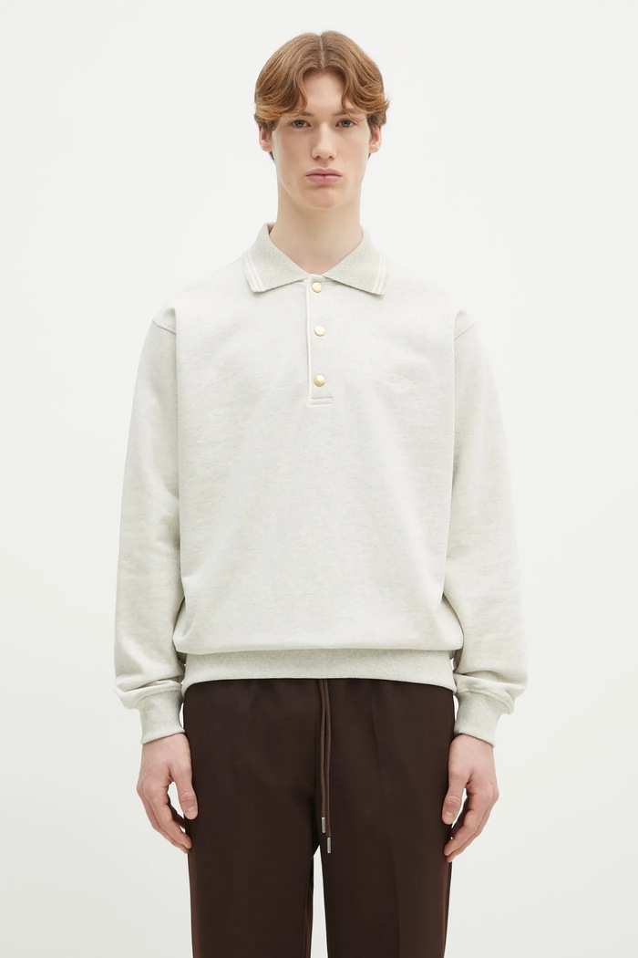 Drôle de Monsieur bluza bawełniana Le Polo Drule gładkie szary PERM.PL132.CO127.GY
