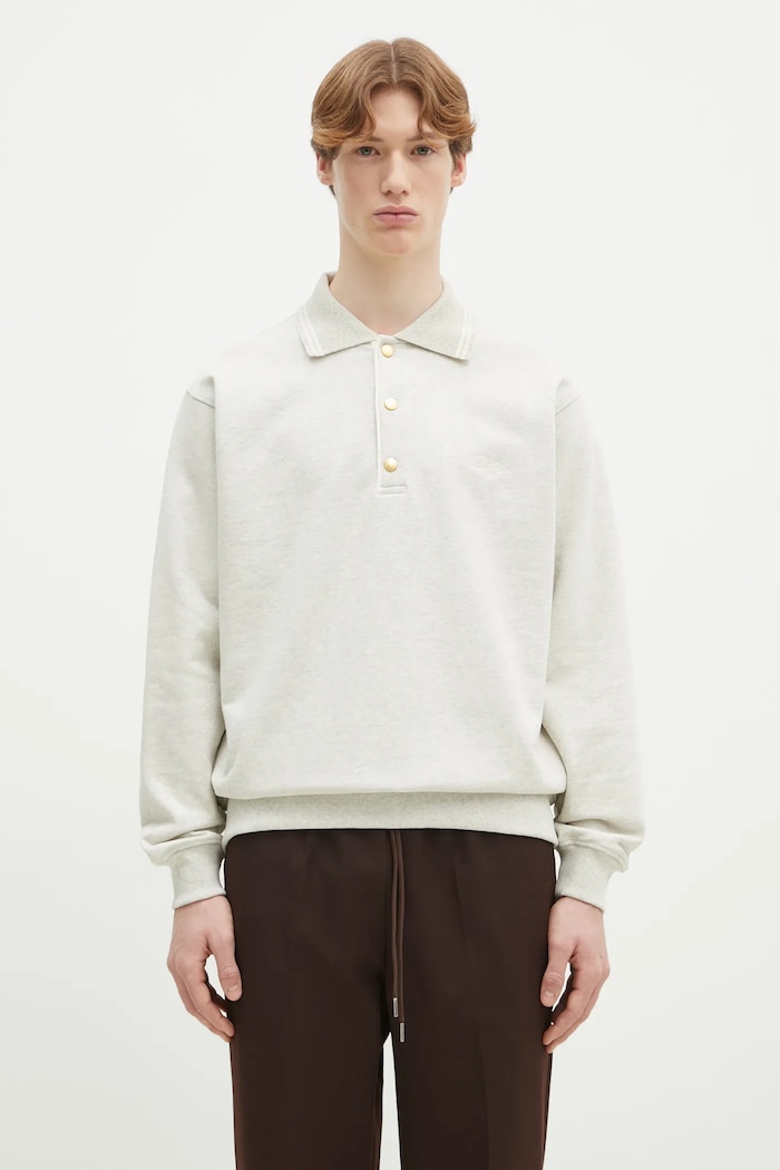 Drôle de Monsieur bluza bawełniana Le Polo Drule gładkie szary PERM.PL132.CO127.GY