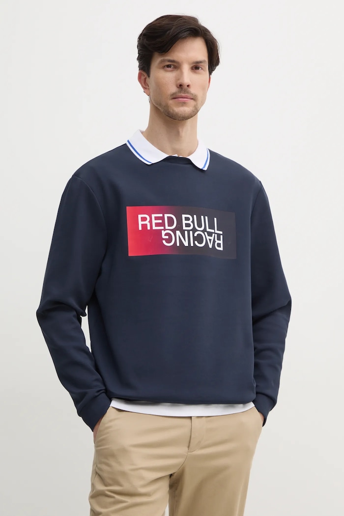 Red Bull Racing x Pepe Jeans bluza OMBRE LOGO CREW nadruk granatowy RM580012