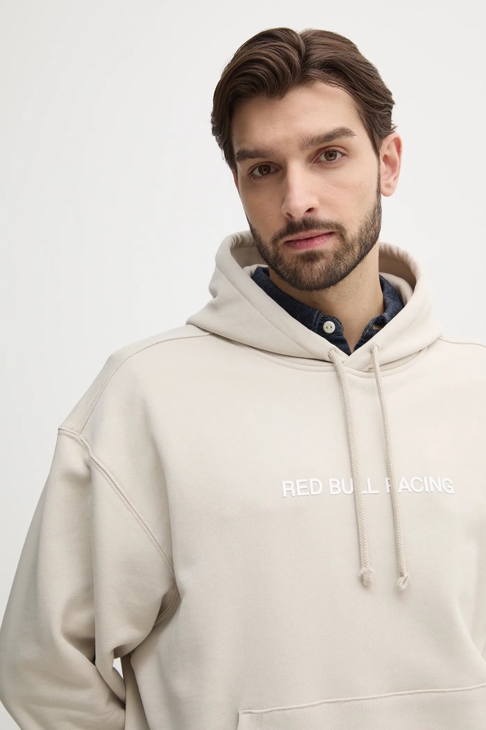 Bavlnená mikina Red Bull Racing x Pepe Jeans BREAKING RECORDS HDY béžová RM580021