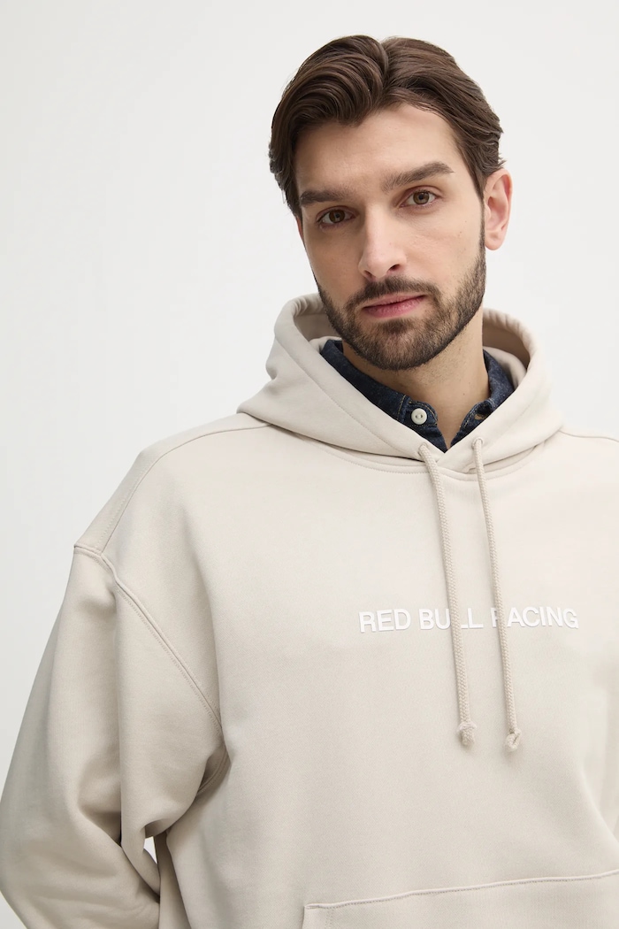 Bavlnená mikina Red Bull Racing x Pepe Jeans BREAKING RECORDS HDY béžová RM580021
