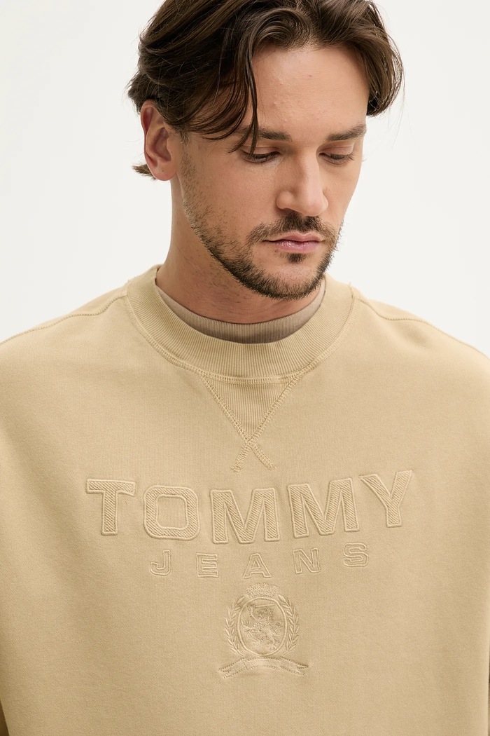 Tommy Jeans hanorac de bumbac bej DM0DM20827