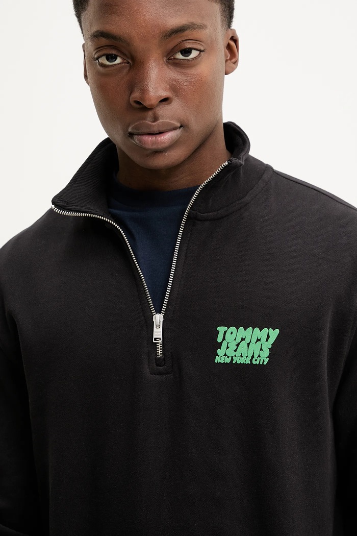Bavlnená mikina Tommy Jeans čierna DM0DM21865