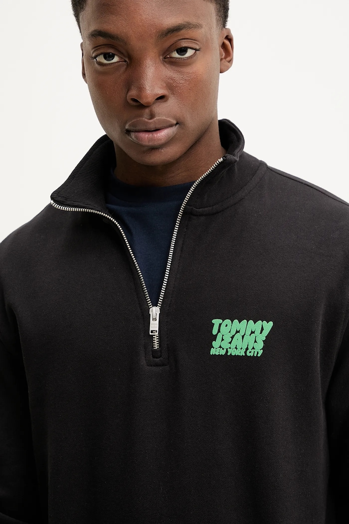 Bavlnená mikina Tommy Jeans čierna DM0DM21865