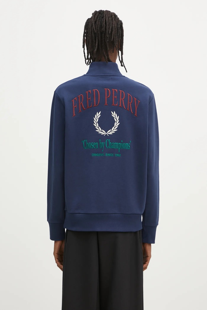 Хлопковая кофта Fred Perry хлопок тёмно-синий M9847.X86