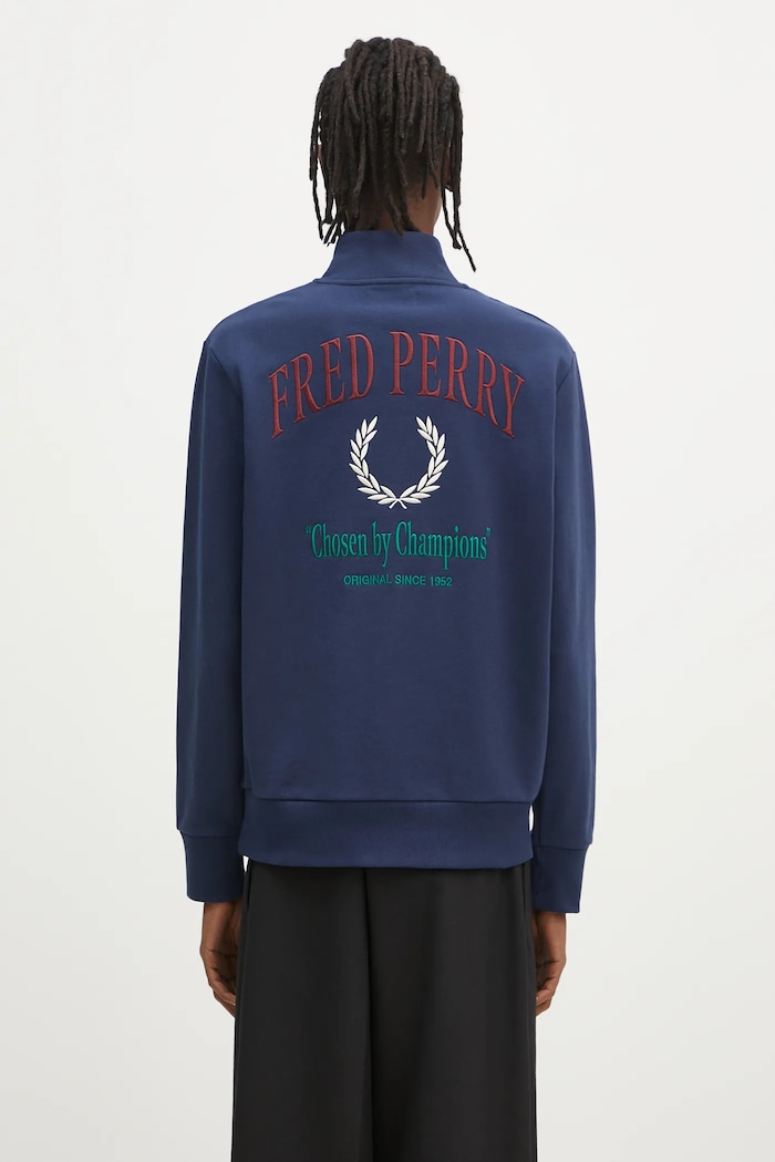 Хлопковая кофта Fred Perry хлопок тёмно-синий M9847.X86