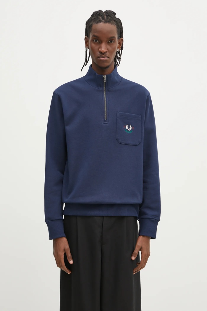 Одежда Хлопковая кофта Fred Perry M9847.X86 тёмно-синий