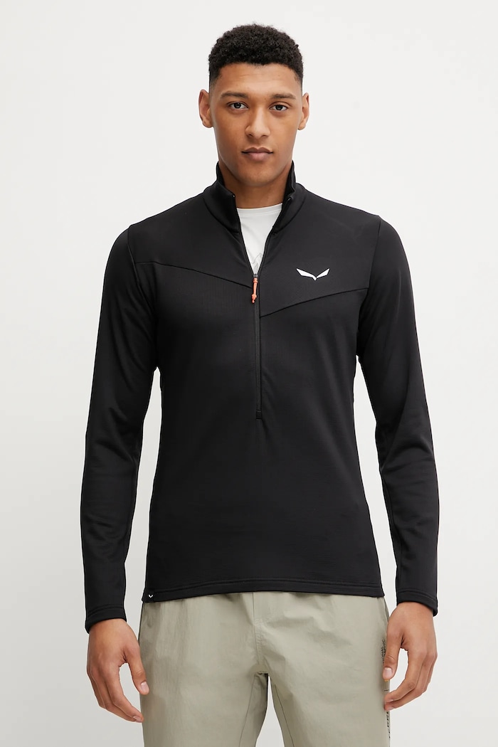 Outdoorová mikina Salewa Puez Cammino bez kapucne čierna 00.0000029096