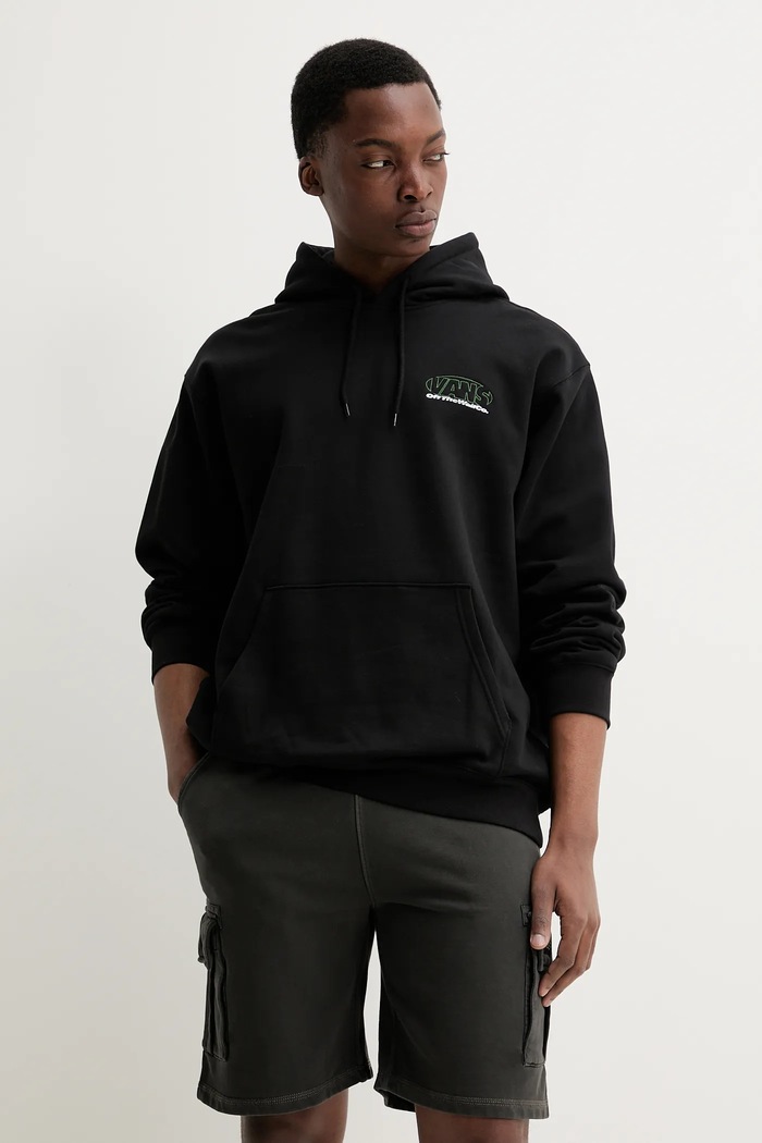 Bavlnená mikina Vans nášivka čierna VN000M1PBLK1