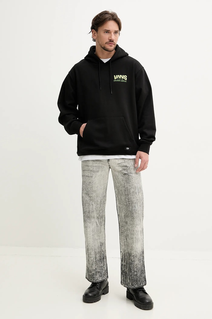 Vans hanorac de bumbac VN000NHRBLK1 negru SS25
