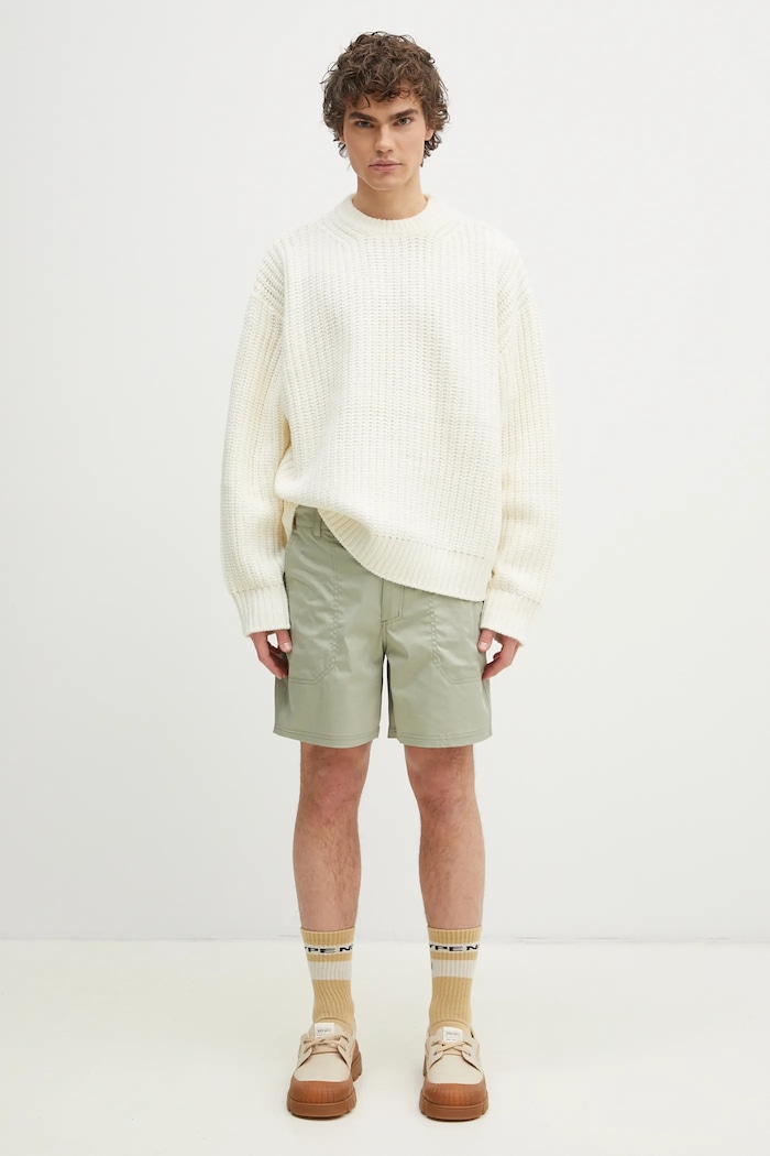 Πουλόβερ με προσθήκη μαλλιού MKI MIYUKI ZOKU Chunky Rib Knit Crewneck CHUNKY.RIB.KNIT.CREWNE. μπεζ