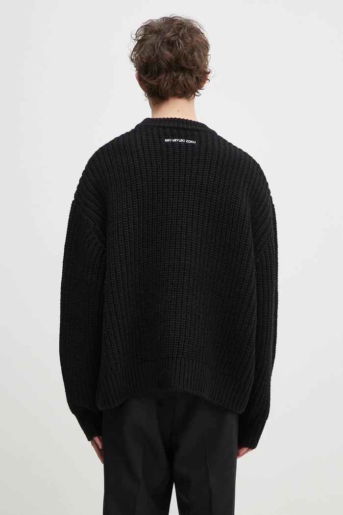 Oblečení Svetr z vlněné směsi MKI MIYUKI ZOKU Chunky Rib Knit Crewneck CHUNKY.RIB.KNIT.CRE.BL černá