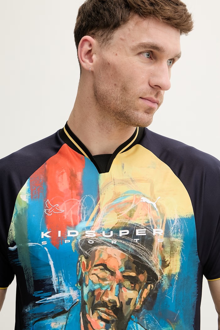 Puma tricou PUMA x KIDSUPER Graphic Jersey bleumarin 629512