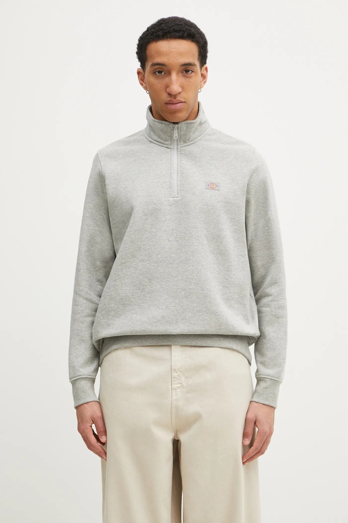 Mikina Dickies Oakport Quarter Zip Heather Grey jednofarebný sivá DK0A4XD4HG01