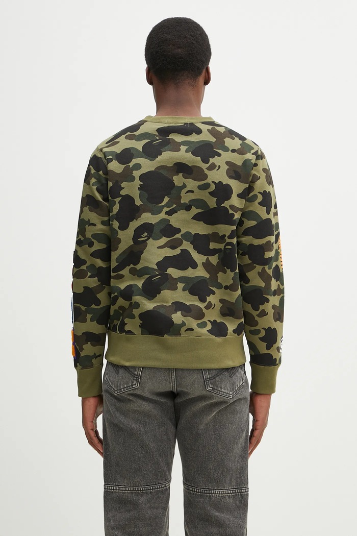 Abbigliamento A Bathing Ape felpa in cotone 1St Camo Shark Crewneck 1K80113010 verde