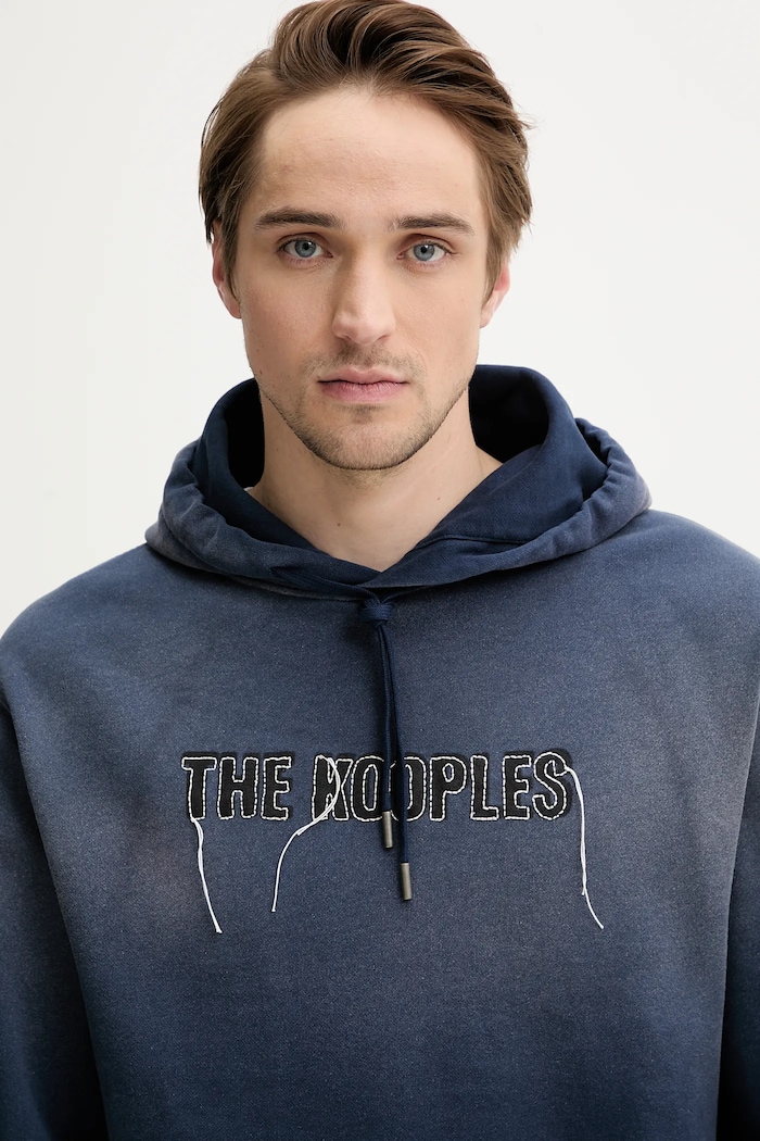 Pamučna dukserica The Kooples mornarsko plava HSWE30019K