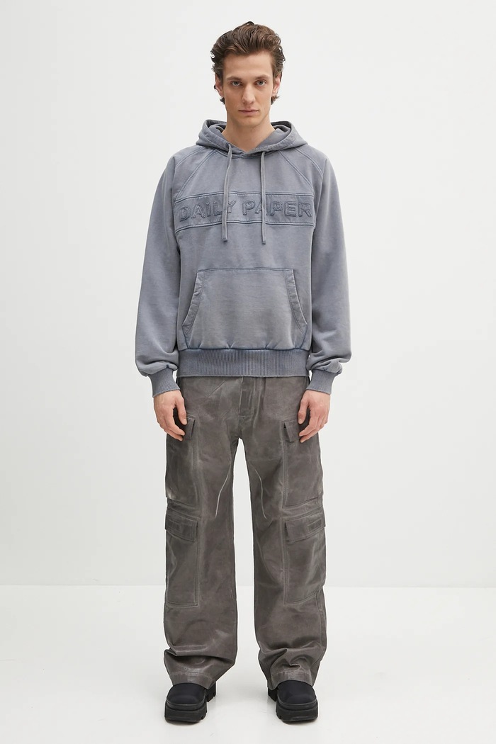 Daily Paper pamut melegítőfelső Garment Wash Hoodie 2511164 szürke