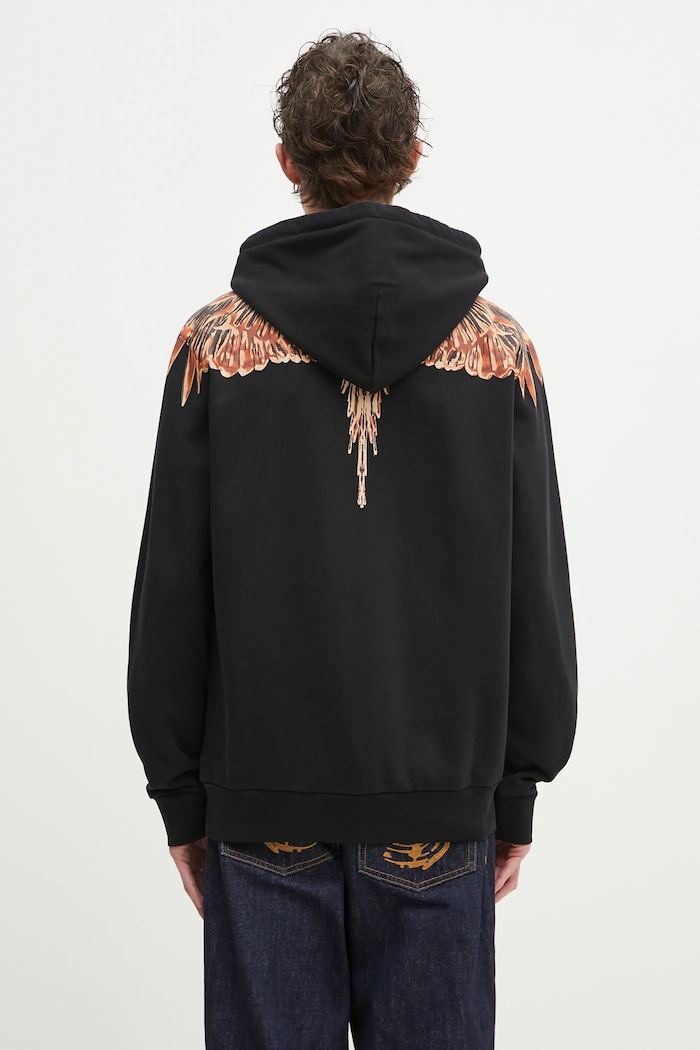 Îmbrăcăminte Marcelo Burlon hanorac de bumbac Icon Wings Regular Hoodie Black Orange CMBB007S25FLE0011020 negru