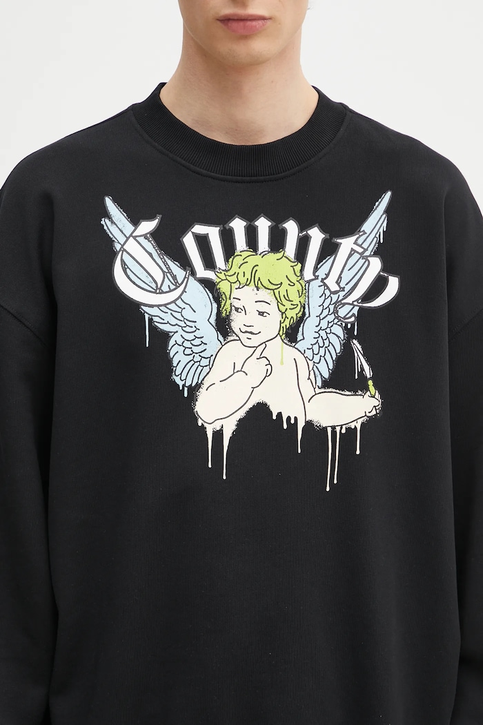 Pamučna dukserica Marcelo Burlon County Angel Boxy Crewneck Black Multico crna CMBA09CS25FLE0011084