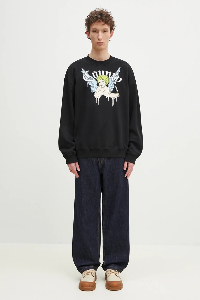Pamučna dukserica Marcelo Burlon County Angel Boxy Crewneck Black Multico CMBA09CS25FLE0011084 crna