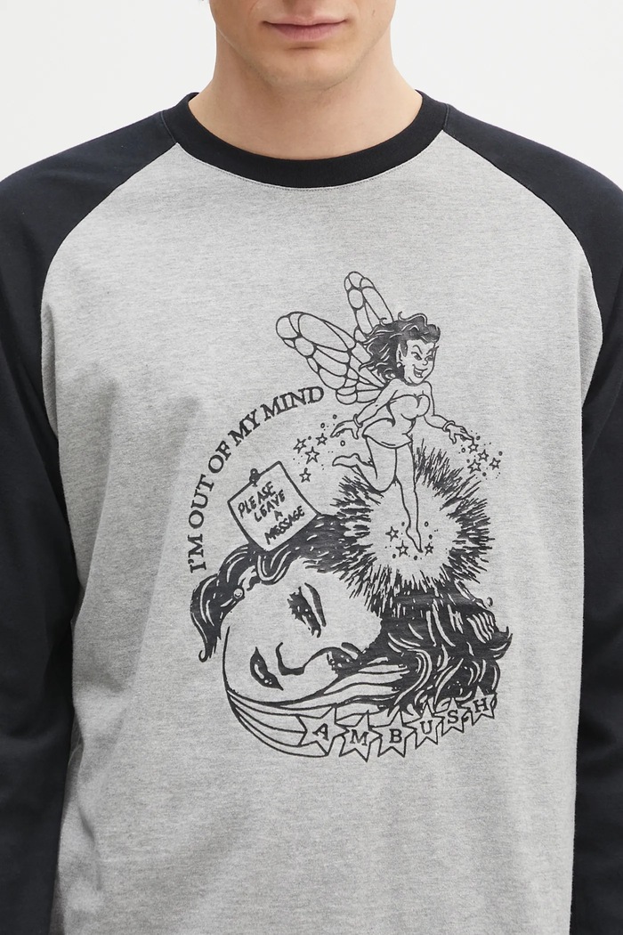 AMBUSH top a maniche lunghe in cotone Raglan L/S T-Shirt grigio 12115325