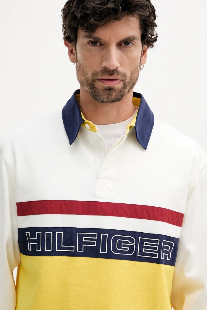 Βαμβακερή μπλούζα Tommy Hilfiger SAILING λευκό MN0MN00018
