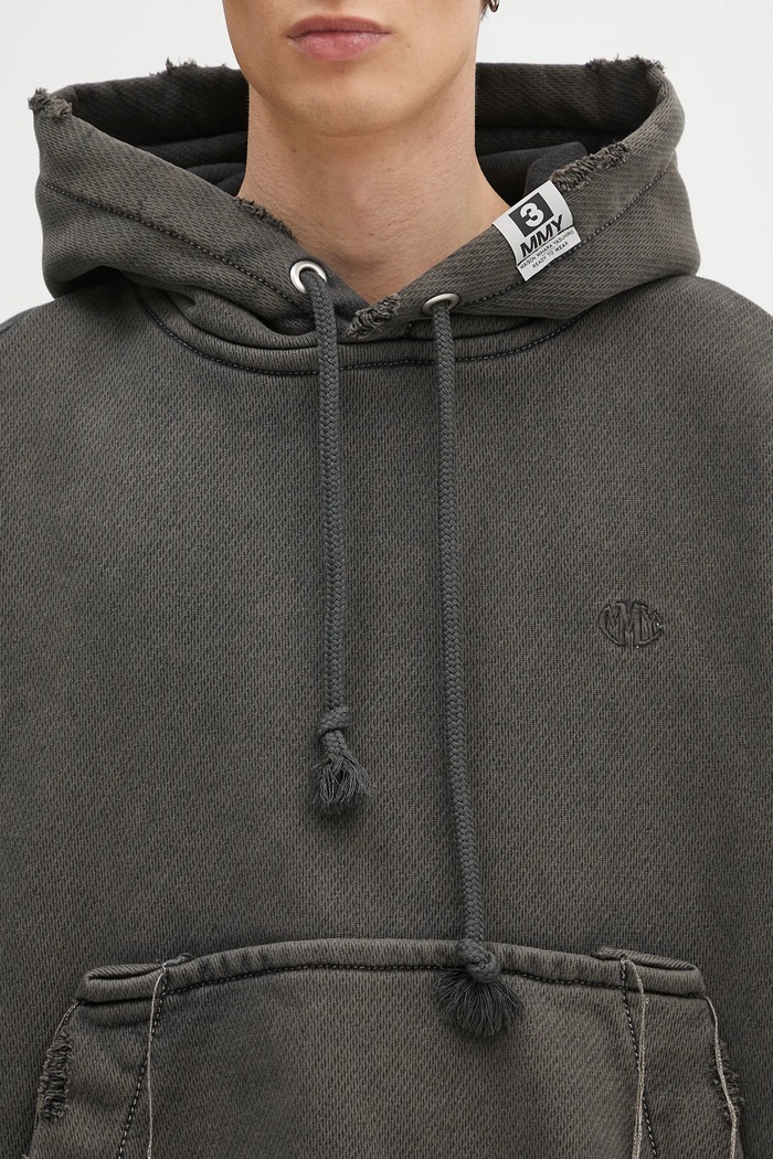 Maison MIHARA YASUHIRO cotton sweatshirt Amateur Sewn Wide Back Hoodie gray A14HD522