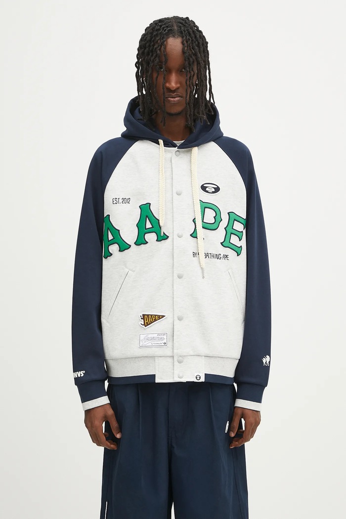 AAPE felpa Main Zip Up melange grigio AAPSWMC323XAO