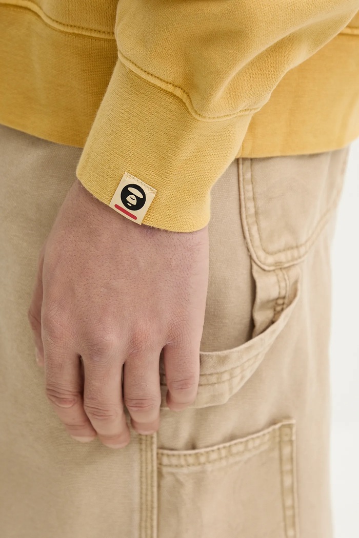 Памучен суичър AAPE Now Crew Neck жълт AAPSWMB320XXN
