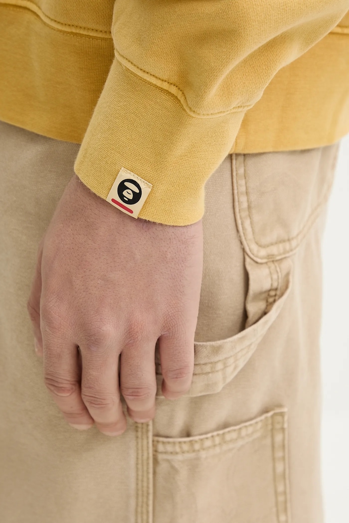 Памучен суичър AAPE Now Crew Neck жълт AAPSWMB320XXN
