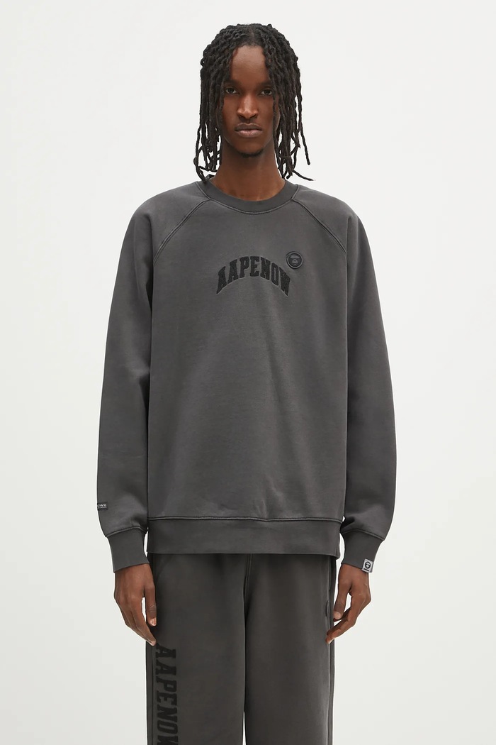AAPE cotton sweatshirt Now Crew Neck cotton black AAPSWMB320XXN