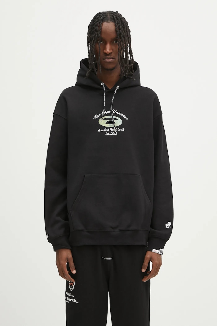 Суичър AAPE Basic надпис черен AAPSWMB340XXN