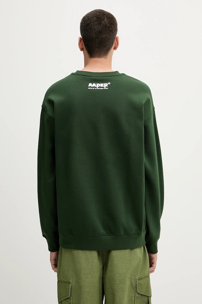 Oblečenie Mikina AAPE Aaper Crew Neck AAPSWMB377XXN zelená
