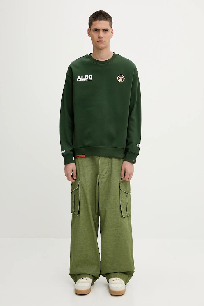 Mikina AAPE Aaper Crew Neck AAPSWMB377XXN zelená