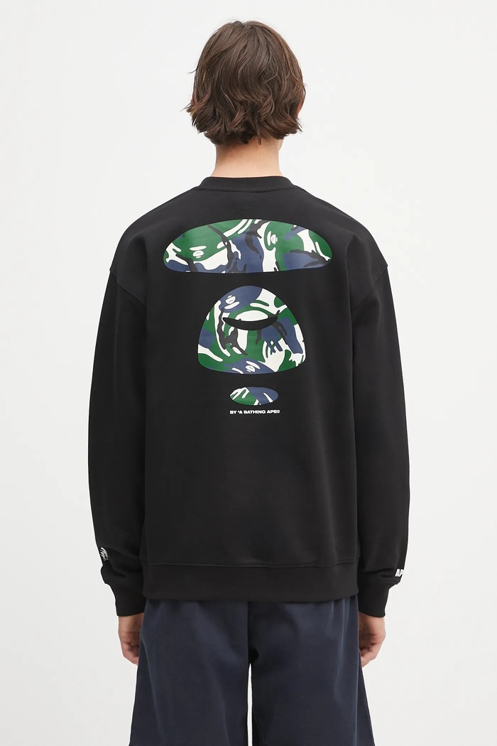 Odjeća Dukserica AAPE Basic Crew Neck AAPSWMB336XXN crna