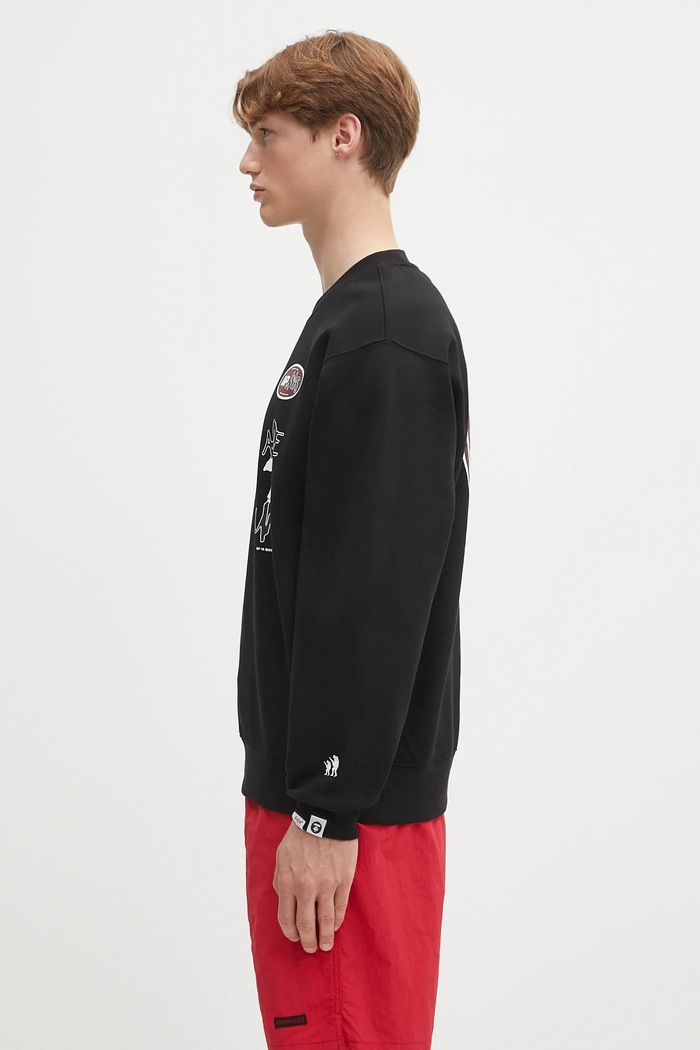 AAPE sweatshirt Basic Crew Neck AAPSWMB337XXN black SS25