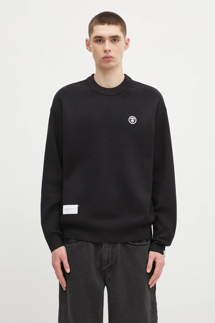 Светр AAPE Now Knit гладкий чорний AAPKNMB333XXN