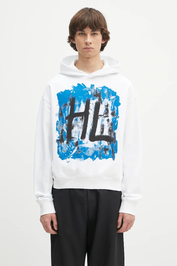 Helmut Lang pamut melegítőfelső SCRIBBLE.H1.LIGHT.CT pamut fehér P02HM513