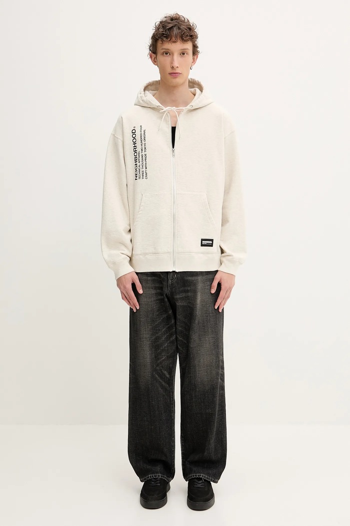 Бавовняна кофта NEIGHBORHOOD SOLID SWEAT ZIP 251UWNH.CSM05 сірий