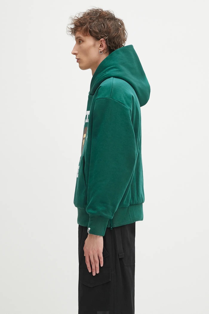 Памучен суичър A Bathing Ape College puffy 1K80114012 зелен SS25