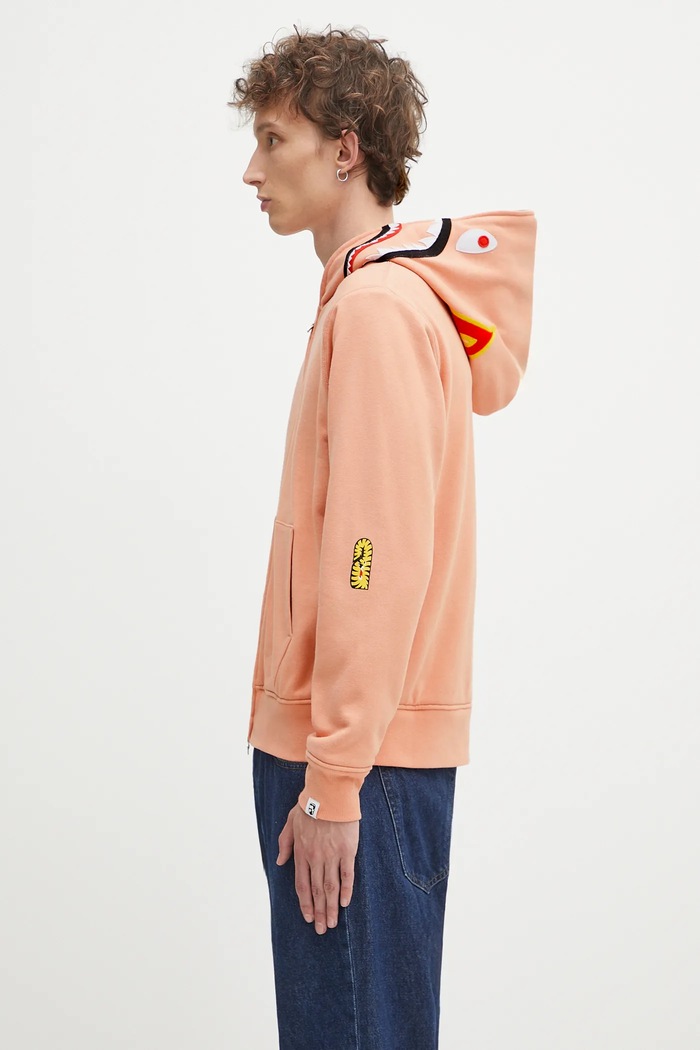 A Bathing Ape cotton sweatshirt 2nd shark 1K70115006 orange SS25