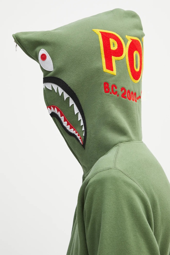 A Bathing Ape felpa in cotone 2nd shark 1K70115006 verde