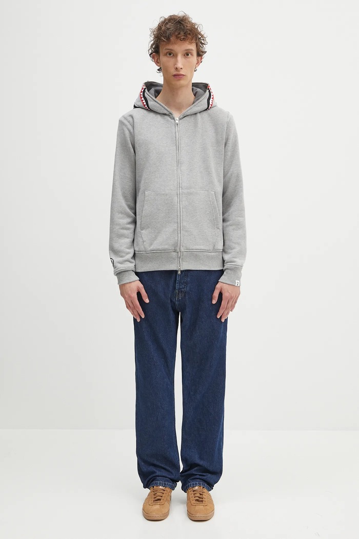 Памучен суичър A Bathing Ape 2nd shark 1K70115006 сив