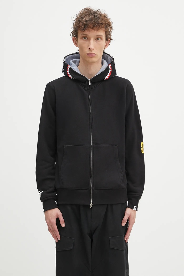 A Bathing Ape cotton sweatshirt 2nd shark cotton black 1K70115006