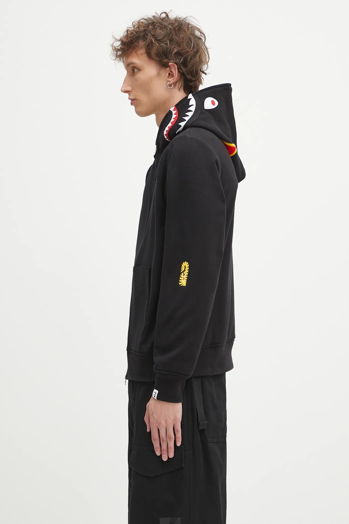 A Bathing Ape cotton sweatshirt 2nd shark 1K70115006 black SS25