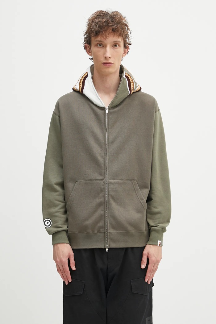 A Bathing Ape felpa in cotone Shark stampa all-over verde 1K70115312