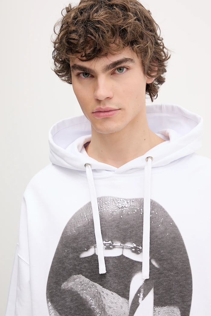 Fiorucci cotton sweatshirt Mouth Print Relaxed Fit Hoodie U02SPSHO092CJ05WH05