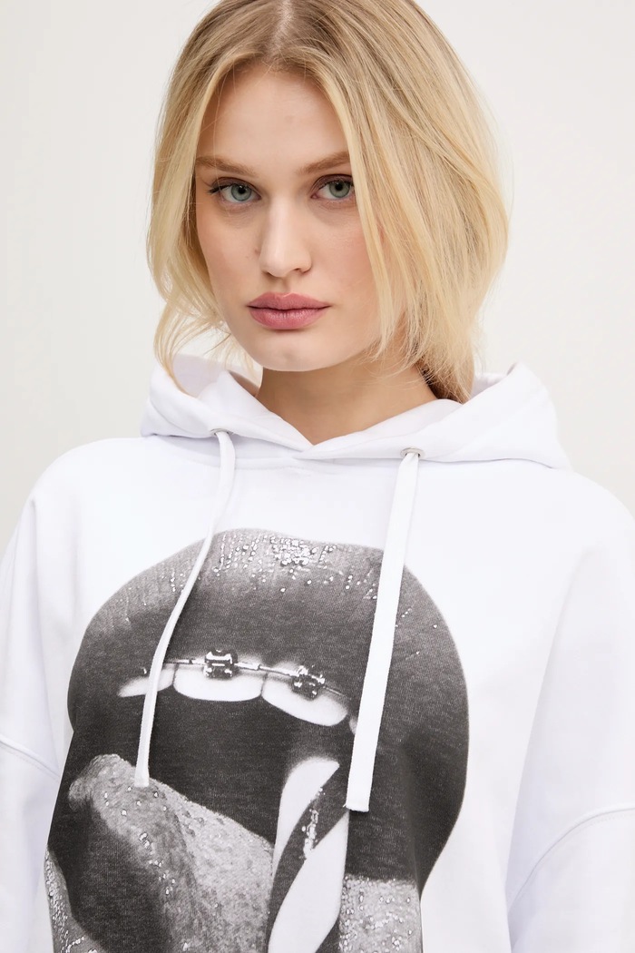 Bavlnená mikina Fiorucci Mouth Print Relaxed Fit Hoodie U02SPSHO092CJ05WH05