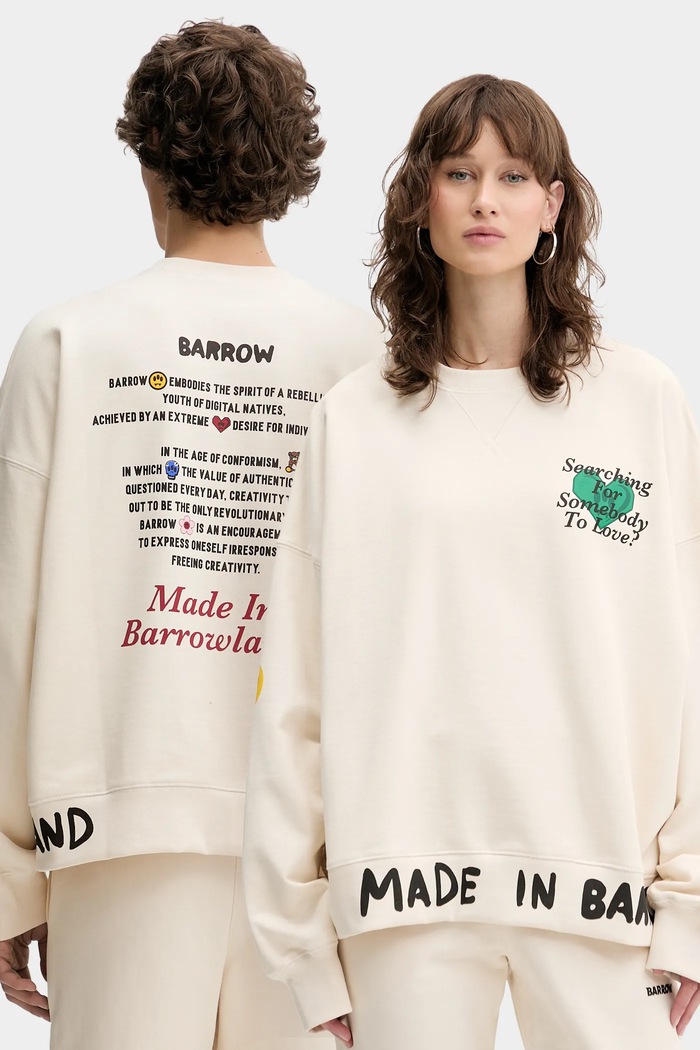 Barrow bluza bawełniana nadruk beżowy S5BWUASW059