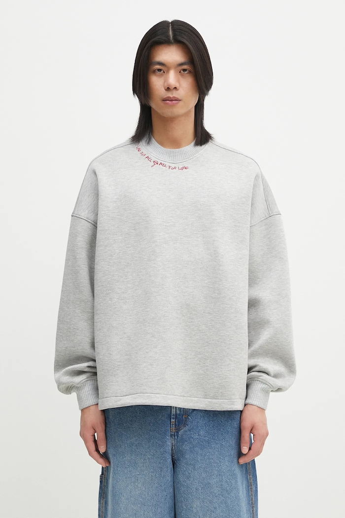 Fiorucci sweatshirt Neoprene Embroidered Neck Relaxed Fit applique gray U02SPSCR188NE01GY01